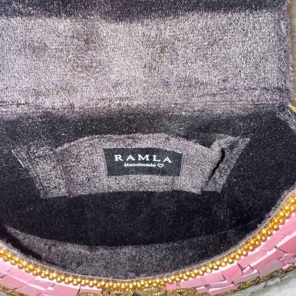 RAMLA Pink Beverly Hills Handmade Mosaic Moroccon Clutch Crossbody Bag $250 - Picture 8 of 12